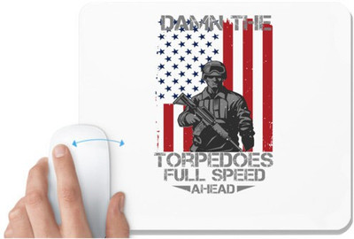 UDNAG White Mousepad 'Military | Damn the torpedoes, full speed ahead' for Computer / PC / Laptop [230 x 200 x 5mm] Non Slip Base Mousepad(White)