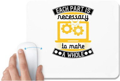 UDNAG White Mousepad 'Job | Each part is necessary to make a whole' for Computer / PC / Laptop [230 x 200 x 5mm] Mousepad(White)