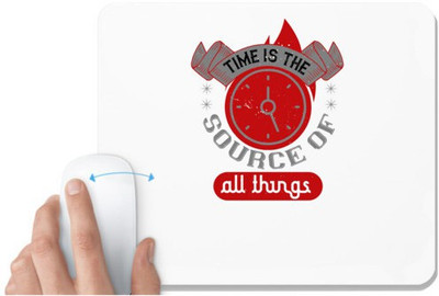 UDNAG White Mousepad 'Job | Time is the source of all things' for Computer / PC / Laptop [230 x 200 x 5mm] Mousepad(White)