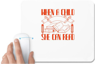 UDNAG White Mousepad 'Reading | Oh, magic hour, when a child first knows she can read printed words!' for Computer / PC / Laptop [230 x 200 x 5mm] Mousepad(White)