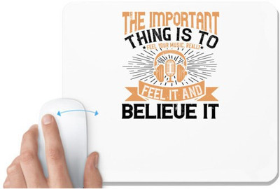 UDNAG White Mousepad 'Piano | The important thing is to feel your music, really feel it and believe it 02' for Computer / PC / Laptop [230 x 200 x 5mm] Non Slip Base Mousepad(White)