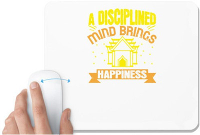 UDNAG White Mousepad 'Disciplined | A disciplined mind brings happiness' for Computer / PC / Laptop [230 x 200 x 5mm] Non Slip Base Mousepad(White)