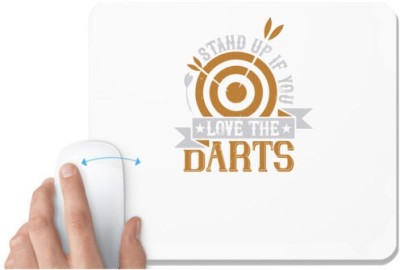 UDNAG White Mousepad 'Dart | Stand up if you love the darts' for Computer / PC / Laptop [230 x 200 x 5mm] Mousepad(White)