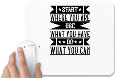 UDNAG White Mousepad 'Volunteers | Start where you are. Use what you have. Do what you can' for Computer / PC / Laptop [230 x 200 x 5mm] Non Slip Base Mousepad(White)