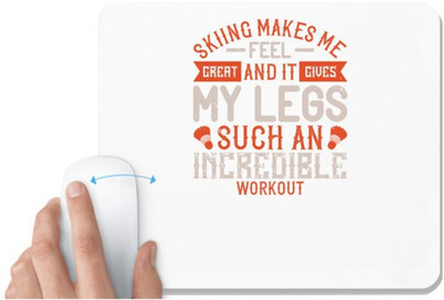 UDNAG White Mousepad 'Skiing | Skiing makes me feel great, and it gives my legs such an incredible workout' for Computer / PC / Laptop [230 x 200 x 5mm] Non Slip Base Mousepad(White)