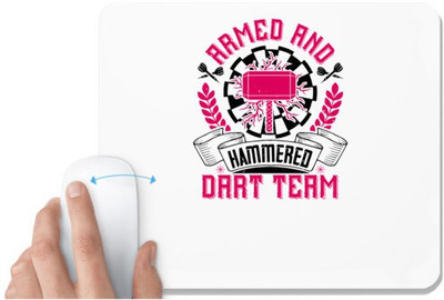 UDNAG White Mousepad 'Dart | Armed and Hammered dart team' for Computer / PC / Laptop [230 x 200 x 5mm] Non Slip Base Mousepad(White)