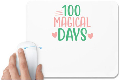 UDNAG White Mousepad 'Student teacher | 100 magical dayss' for Computer / PC / Laptop [230 x 200 x 5mm] Non Slip Base Mousepad(White)