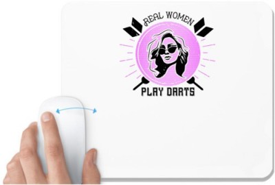 UDNAG White Mousepad 'Dart | Real women play darts' for Computer / PC / Laptop [230 x 200 x 5mm] Mousepad(White)