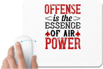 UDNAG White Mousepad 'Airforce | Offense is the essence of air power' for Computer / PC / Laptop [230 x 200 x 5mm] Non Slip Base Mousepad(White)