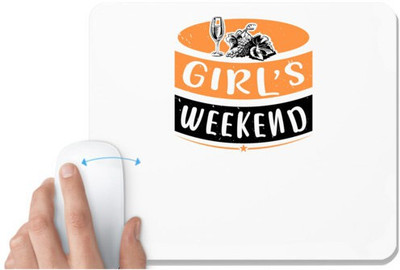 UDNAG White Mousepad 'Girls trip | girl’s weekend' for Computer / PC / Laptop [230 x 200 x 5mm] Non Slip Base Mousepad(White)