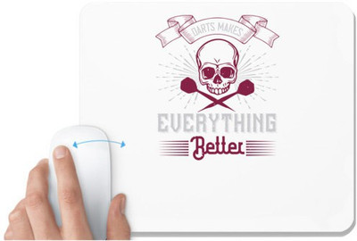 UDNAG White Mousepad 'Dart | Darts Makes Everything Better' for Computer / PC / Laptop [230 x 200 x 5mm] Non Slip Base Mousepad(White)