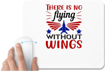 UDNAG White Mousepad 'Airforce | There is no flying without wings' for Computer / PC / Laptop [230 x 200 x 5mm] Non Slip Base Mousepad(White)