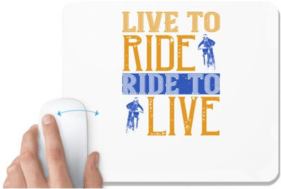 UDNAG White Mousepad 'Motor Cycle | Live to Ride, Ride to Live' for Computer / PC / Laptop [230 x 200 x 5mm] Non Slip Base Mousepad(White)