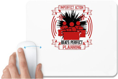 UDNAG White Mousepad 'Team Coach | Imperfect action beats perfect planning' for Computer / PC / Laptop [230 x 200 x 5mm] Mousepad(White)