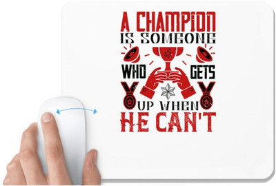 UDNAG White Mousepad 'Team Coach | A champion is someone who gets up when he can't' for Computer / PC / Laptop [230 x 200 x 5mm] Non Slip Base Mousepad(White)