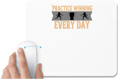 UDNAG White Mousepad 'Badminton | Practice winning every day' for Computer / PC / Laptop [230 x 200 x 5mm] Non Slip Base Mousepad(White)