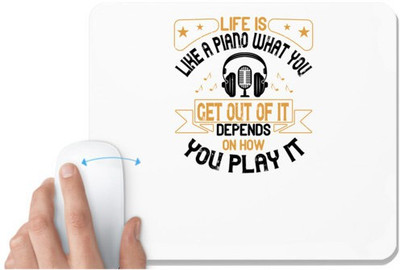 UDNAG White Mousepad 'Piano | Life is like a piano. What you get out of it depends on how you play it 04' for Computer / PC / Laptop [230 x 200 x 5mm] Mousepad(White)