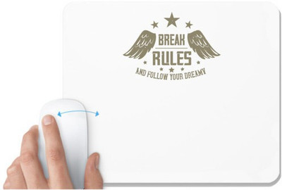UDNAG White Mousepad 'Military | break rules and follow your dreamy' for Computer / PC / Laptop [230 x 200 x 5mm] Non Slip Base Mousepad(White)