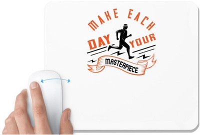 UDNAG White Mousepad 'Running | make each day your masterpiece' for Computer / PC / Laptop [230 x 200 x 5mm] Mousepad(White)