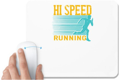 UDNAG White Mousepad 'Running | hi speed running' for Computer / PC / Laptop [230 x 200 x 5mm] Non Slip Base Mousepad(White)