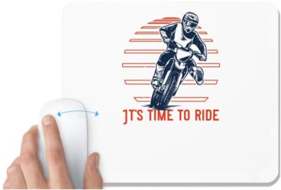UDNAG White Mousepad 'Motor Cycle | It’s time to ride' for Computer / PC / Laptop [230 x 200 x 5mm] Mousepad(White)