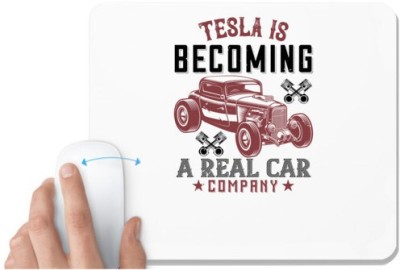 UDNAG White Mousepad 'Hot Rod Car | Tesla is becoming a real car company' for Computer / PC / Laptop [230 x 200 x 5mm] Mousepad(White)