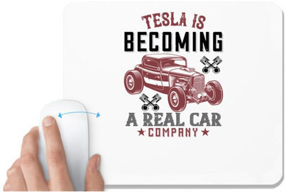 UDNAG White Mousepad 'Hot Rod Car | Tesla is becoming a real car company' for Computer / PC / Laptop [230 x 200 x 5mm] Non Slip Base Mousepad(White)