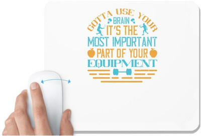 UDNAG White Mousepad 'Skiing | Gotta use your brain, it’s the most important part of your equipment' for Computer / PC / Laptop [230 x 200 x 5mm] Non Slip Base Mousepad(White)