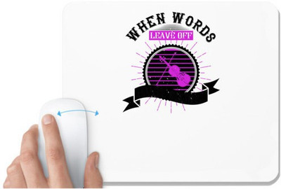 UDNAG White Mousepad 'Music Violin | When words leave off, music begins' for Computer / PC / Laptop [230 x 200 x 5mm] Non Slip Base Mousepad(White)