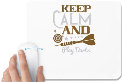 UDNAG White Mousepad 'Dart | keep calm and play darts' for Computer / PC / Laptop [230 x 200 x 5mm] Non Slip Base Mousepad(White)