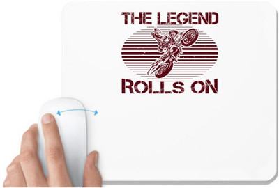UDNAG White Mousepad 'Motor Cycle | The Legend Rolls On' for Computer / PC / Laptop [230 x 200 x 5mm] Non Slip Base Mousepad(White)