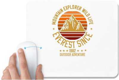 UDNAG White Mousepad 'Adventure Mountain | mountain explorer wild life everest since 1982 outdoor adventure' for Computer / PC / Laptop [230 x 200 x 5mm] Non Slip Base Mousepad(White)