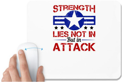 UDNAG White Mousepad 'Airforce | Strength lies not in defense but in attack' for Computer / PC / Laptop [230 x 200 x 5mm] Mousepad(White)