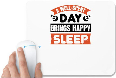 UDNAG White Mousepad 'Sleeping | A wellspent day brings happy sleep' for Computer / PC / Laptop [230 x 200 x 5mm] Non Slip Base Mousepad(White)