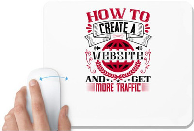 UDNAG White Mousepad 'Job | How to create a website and get more traffic' for Computer / PC / Laptop [230 x 200 x 5mm] Non Slip Base Mousepad(White)