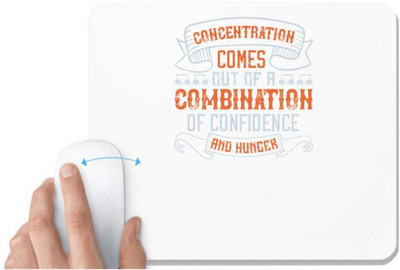 UDNAG White Mousepad 'Golf | Concentration comes out of a combination of confidence and hunger' for Computer / PC / Laptop [230 x 200 x 5mm] Non Slip Base Mousepad(White)