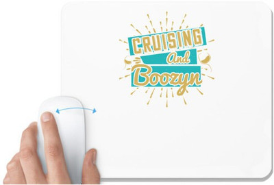 UDNAG White Mousepad 'Girls trip | cruising and boozyn' for Computer / PC / Laptop [230 x 200 x 5mm] Non Slip Base Mousepad(White)