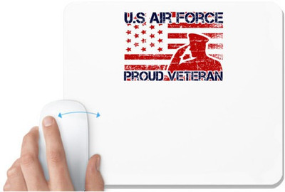 UDNAG White Mousepad 'Airforce | us air force proud veteran' for Computer / PC / Laptop [230 x 200 x 5mm] Non Slip Base Mousepad(White)