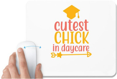 UDNAG White Mousepad 'Student teacher | cutest chick in day care' for Computer / PC / Laptop [230 x 200 x 5mm] Non Slip Base Mousepad(White)
