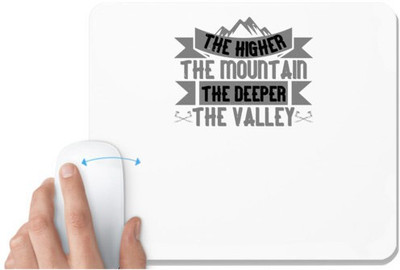UDNAG White Mousepad 'Climbing | The higher the mountain, the deeper the valley' for Computer / PC / Laptop [230 x 200 x 5mm] Non Slip Base Mousepad(White)