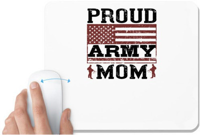 UDNAG White Mousepad 'Military | proud army mom' for Computer / PC / Laptop [230 x 200 x 5mm] Non Slip Base Mousepad(White)