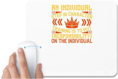 UDNAG White Mousepad 'Team Coach | An individual step in character training is to put responsibility on the individual' for Computer / PC / Laptop [230 x 200 x 5mm] Non Slip Base Mousepad(White)
