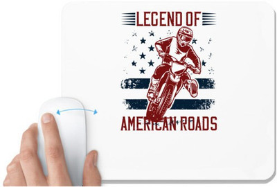 UDNAG White Mousepad 'Motor Cycle | Legend of American roads' for Computer / PC / Laptop [230 x 200 x 5mm] Non Slip Base Mousepad(White)