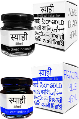 Syahi - The Great Indian Ink - Fountain, Calligraphy, Dip pen, v7 v5 Trimax ink Ink Bottle(Pack of 2, Ink Color - Blue, Black)