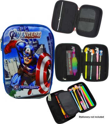 poksi SUPERHERO SERIES-AVENGER PENCIL BOX FOR KIDS|PENCIL BOX FOR BOYS| cartoon Art EVA Pencil Box(Set of 1, Blue)