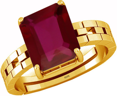 RSPR 9.25 Ratti 8.60 Carat Natural Ruby Manikya Adjustable Ring With Lab Certificate Brass Ruby Silver Plated Ring