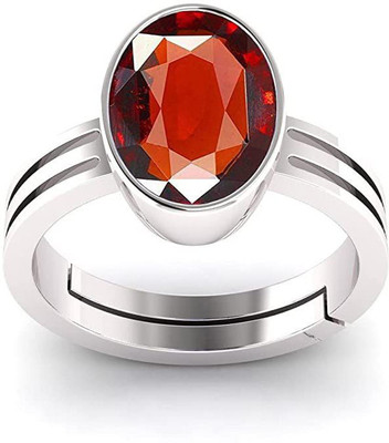 RSPR 11.25 Ratti Gomed/Hessonite Ring Natural Quality & Original Stone Panchdhatu Metal Garnet Silver Plated Ring