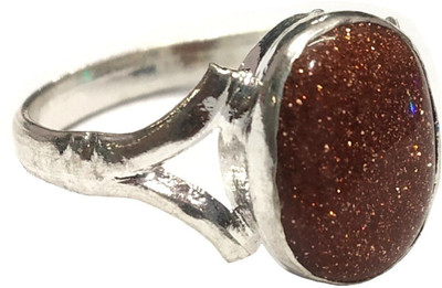 Aurra Stores Stone Agate Rhodium Plated Ring