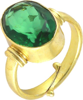 SR Swasti Retail 7.25 Ratti Full Transparant Green Beryl Panna Panchdhatu Ring/Anguthi For Astr Brass Beryl Rhodium Plated Ring