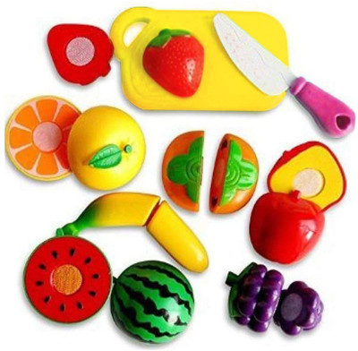 Lattice Realistic Sliceable Fruits Cutting Play Toy, 9 pcs